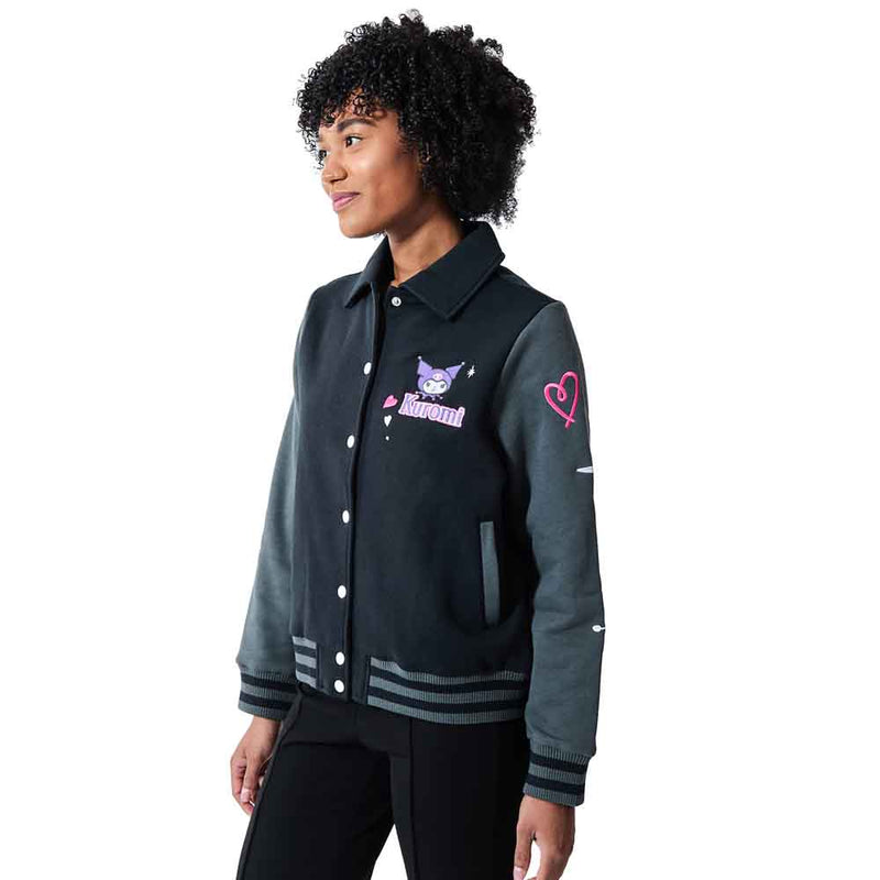 Cargue la imagen en el visor de la galería, Sanrio - Kuromi Embroidered Juniors Varsity Jacket
