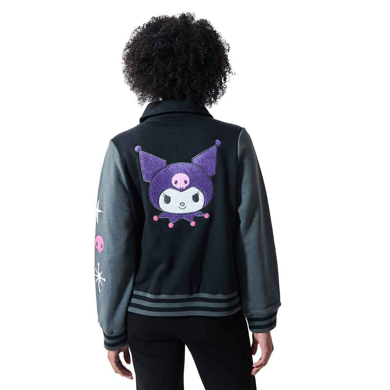 Cargue la imagen en el visor de la galería, Sanrio - Kuromi Embroidered Juniors Varsity Jacket
