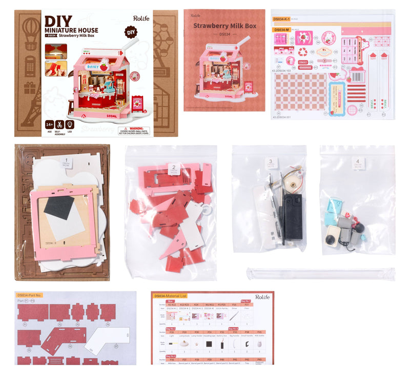 Load image into Gallery viewer, Strawberry Milk Box ROBOTIM Rolife DIY Miniature House
