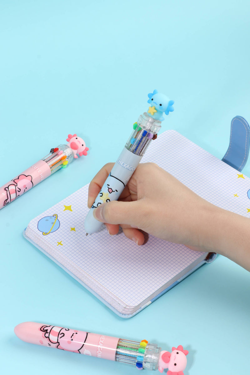 Load image into Gallery viewer, BC Mini Axolotl 10-Color Retractable 1 Single Ball Pen
