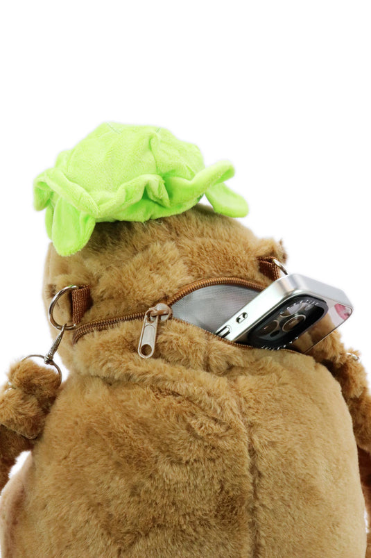 Turtle Capybara Fuzzy Stuffed Plush Backpack