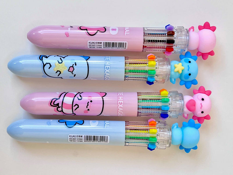 Load image into Gallery viewer, BC Mini Axolotl 10-Color Retractable 1 Single Ball Pen
