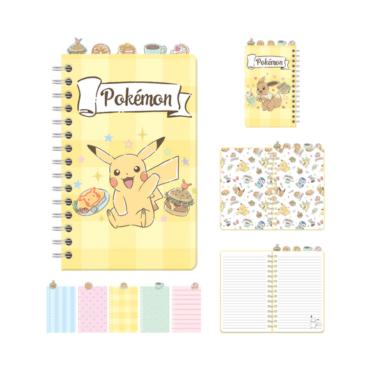 Pokémon Tossed Café Food Characters 8" x 5" Spiral Tabbed Notebook