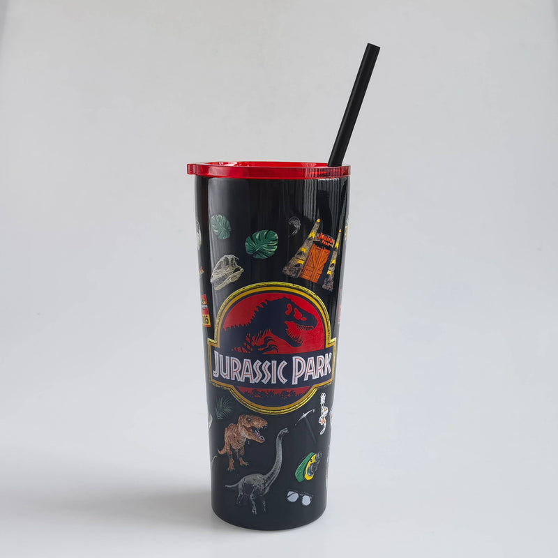 Cargue la imagen en el visor de la galería, Jurassic Park Logo &amp; Icons 22oz Double Walled Stainless Steel Tumbler
