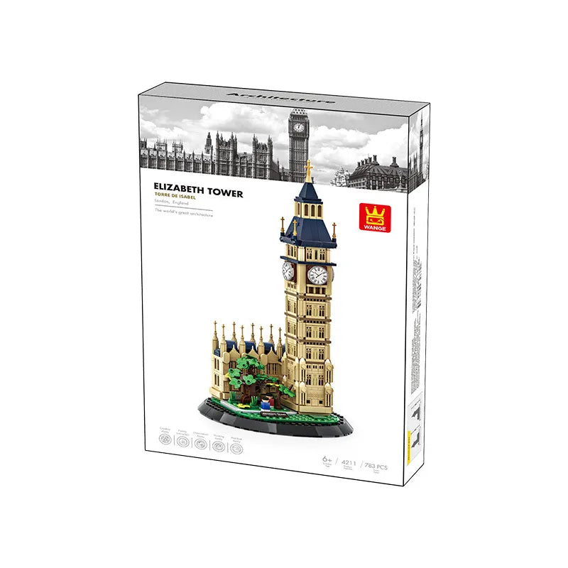 Load image into Gallery viewer, Wange Bricks: MOC Architecture Elizabeth Tower, London Uk The Big Ben Building Brick Toy Figure
