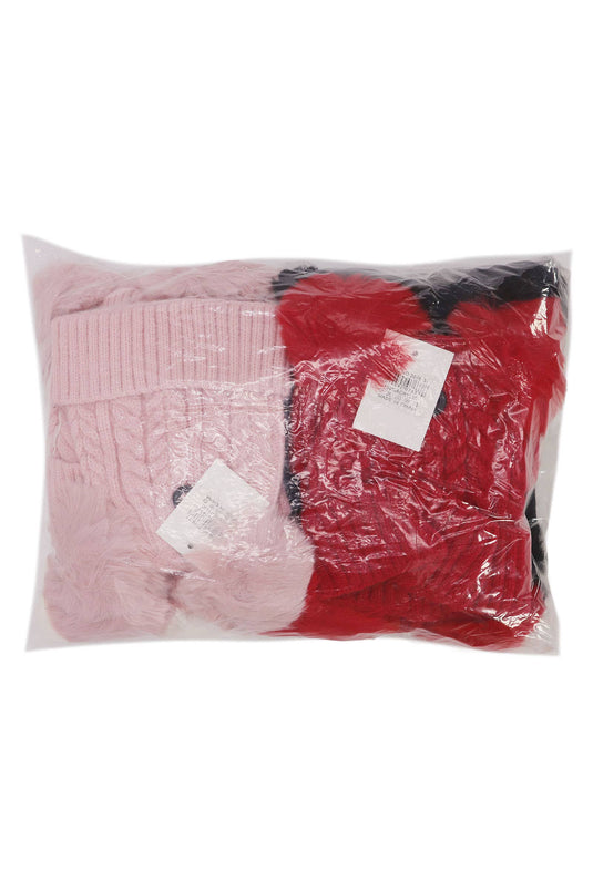 Toddlers Cable Knitted Double Pom Beanie