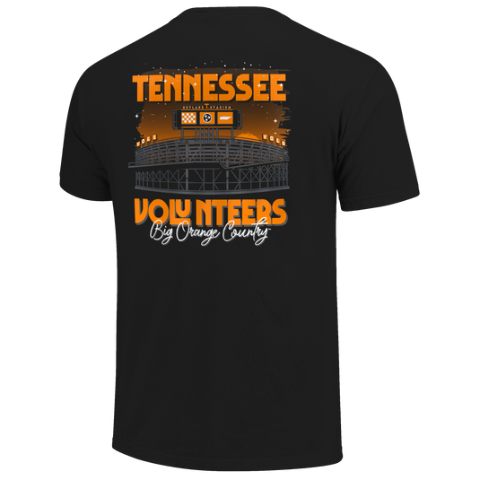 Image One - Tennessee Volunteers Dark Sunset Stadium Black Comfort Color Short Sleeve T-shirt