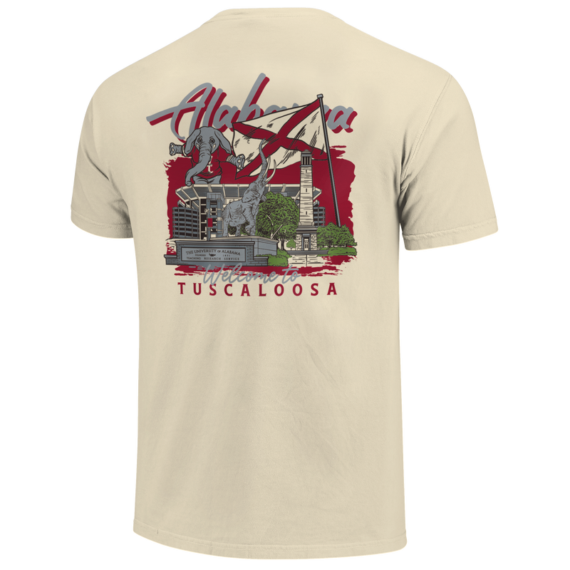 Cargue la imagen en el visor de la galería, Image One - Alabama Crimson Tide - NCAA Hand Dawn Campus Stack Comfort Color Short Sleeve T-Shirt

