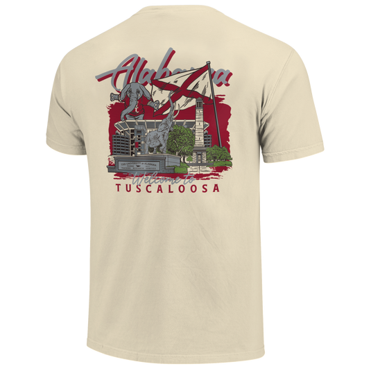 Image One - Alabama Crimson Tide - NCAA Hand Dawn Campus Stack Comfort Color Short Sleeve T-Shirt