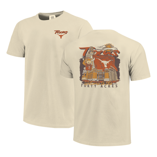 Image One - Texas Longhorns - NCAA Hand Drawn Campus Stack Comfort Color T-Shirt