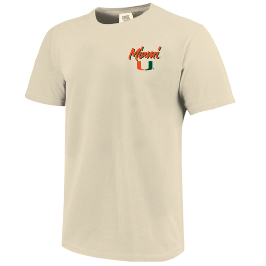 Image One - Miami Hurricanes - Football Hand Drawn Campus Stack T-Shirt