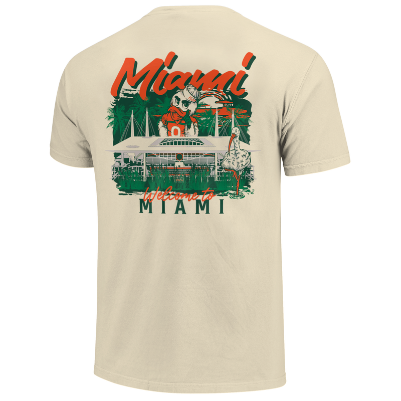 Chargez l'image dans la visionneuse de la galerie, Image One - Miami Hurricanes - Football Hand Drawn Campus Stack T-Shirt
