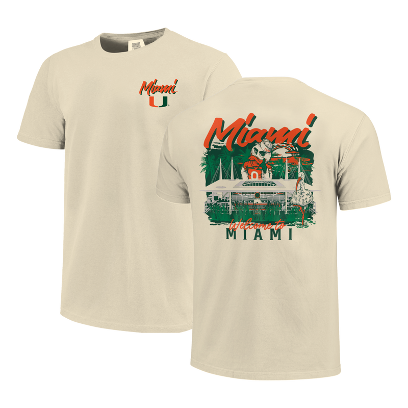 Chargez l'image dans la visionneuse de la galerie, Image One - Miami Hurricanes - Football Hand Drawn Campus Stack T-Shirt
