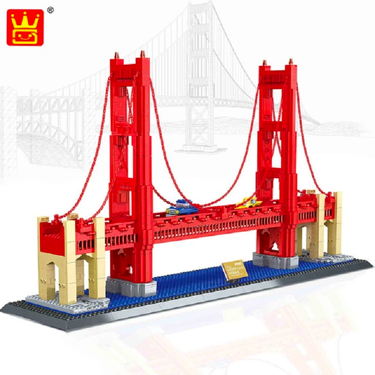Wange Bricks: San Francisco - Golden Gate Bridge Building Bricks Modular Model Toy Figure
