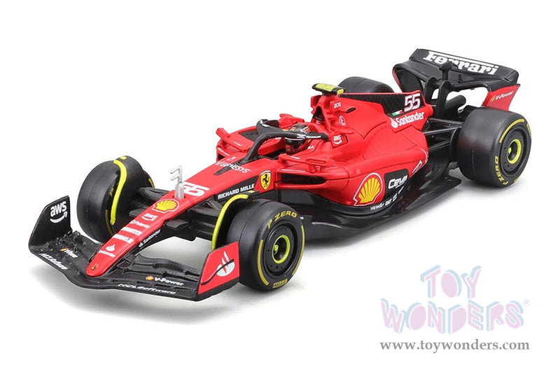 Cargue la imagen en el visor de la galería, Toy Wonders Hollywood Rides Bburago Ferrari Formula World Championship 2023 - Carlos Sainz with Driver Formula One F1 2023 1/24 scale Figure (Copy)
