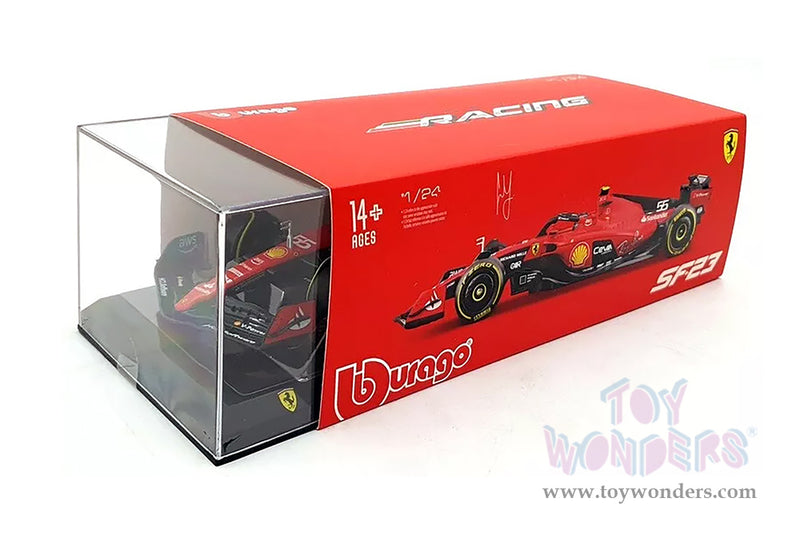 Cargue la imagen en el visor de la galería, Toy Wonders Hollywood Rides Bburago Ferrari Formula World Championship 2023 - Carlos Sainz with Driver Formula One F1 2023 1/24 scale Figure (Copy)
