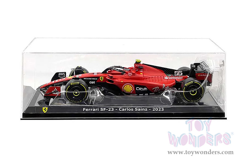 Cargue la imagen en el visor de la galería, Toy Wonders Hollywood Rides Bburago Ferrari Formula World Championship 2023 - Carlos Sainz with Driver Formula One F1 2023 1/24 scale Figure (Copy)
