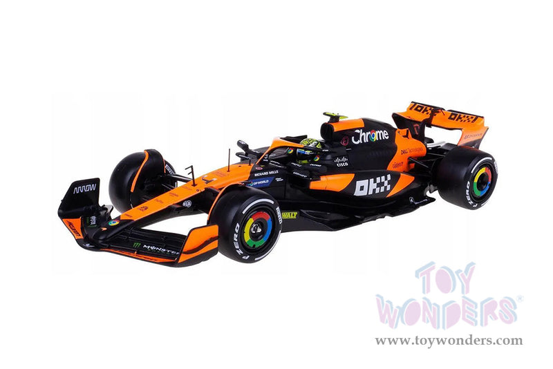 Cargue la imagen en el visor de la galería, Toy Wonders Bburago Formula Racing McLaren - Lando Norris with Driver Formula One F1 Miami GP 2024 1/24 scale Figure
