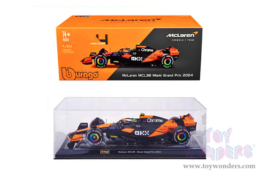 Toy Wonders Bburago Formula Racing McLaren - Lando Norris with Driver Formula One F1 Miami GP 2024 1/24 scale Figure