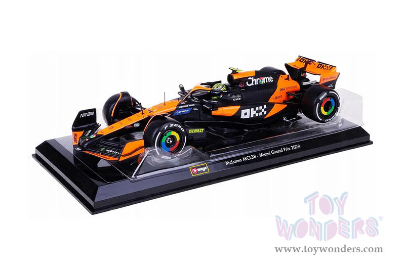 Cargue la imagen en el visor de la galería, Toy Wonders Bburago Formula Racing McLaren - Lando Norris with Driver Formula One F1 Miami GP 2024 1/24 scale Figure
