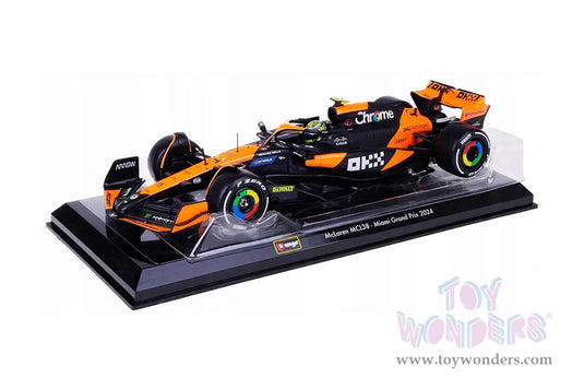 Toy Wonders Bburago Formula Racing McLaren - Lando Norris with Driver Formula One F1 Miami GP 2024 1/24 scale Figure