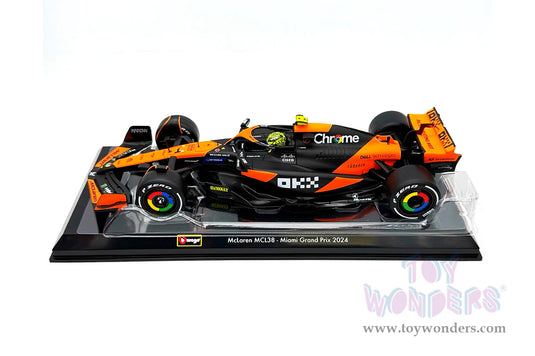 Toy Wonders Bburago Formula Racing McLaren - Lando Norris with Driver Formula One F1 Miami GP 2024 1/24 scale Figure