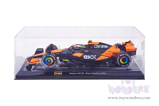 Toy Wonders Bburago Formula Racing McLaren - Lando Norris with Driver Formula One F1 Miami GP 2024 1/24 scale Figure
