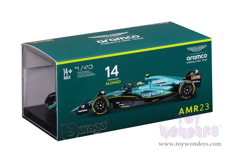Cargue la imagen en el visor de la galería, Toy Wonders Bburago Formula Racing - Aston Martin Fernando Alonso with Driver Formula One F1 2023 1/43 scale Figure
