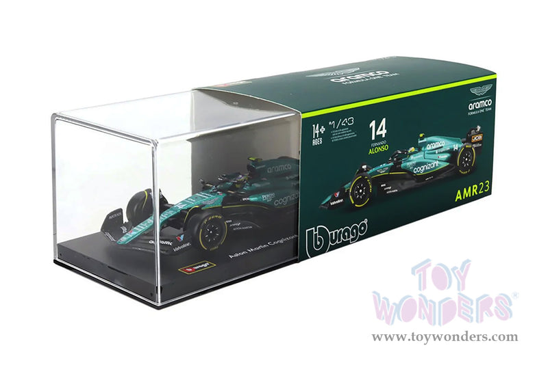 Cargue la imagen en el visor de la galería, Toy Wonders Bburago Formula Racing - Aston Martin Fernando Alonso with Driver Formula One F1 2023 1/43 scale Figure
