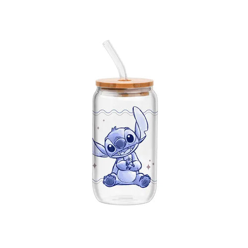 Lilo & Stitch- Stitch Blogger Good Day Sparkles 16oz Glass Tumbler w/ Bamboo Lid