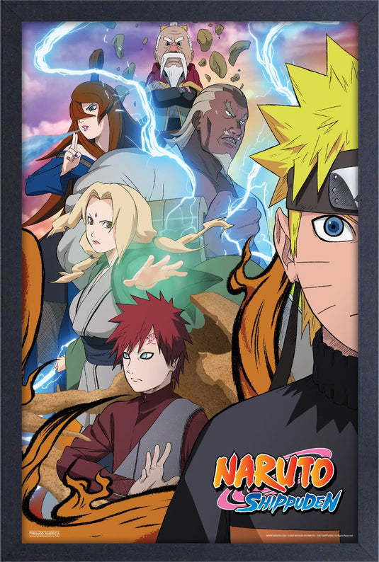 Pyramid America Naruto - Group with Lightning 11x17 Wall Framed