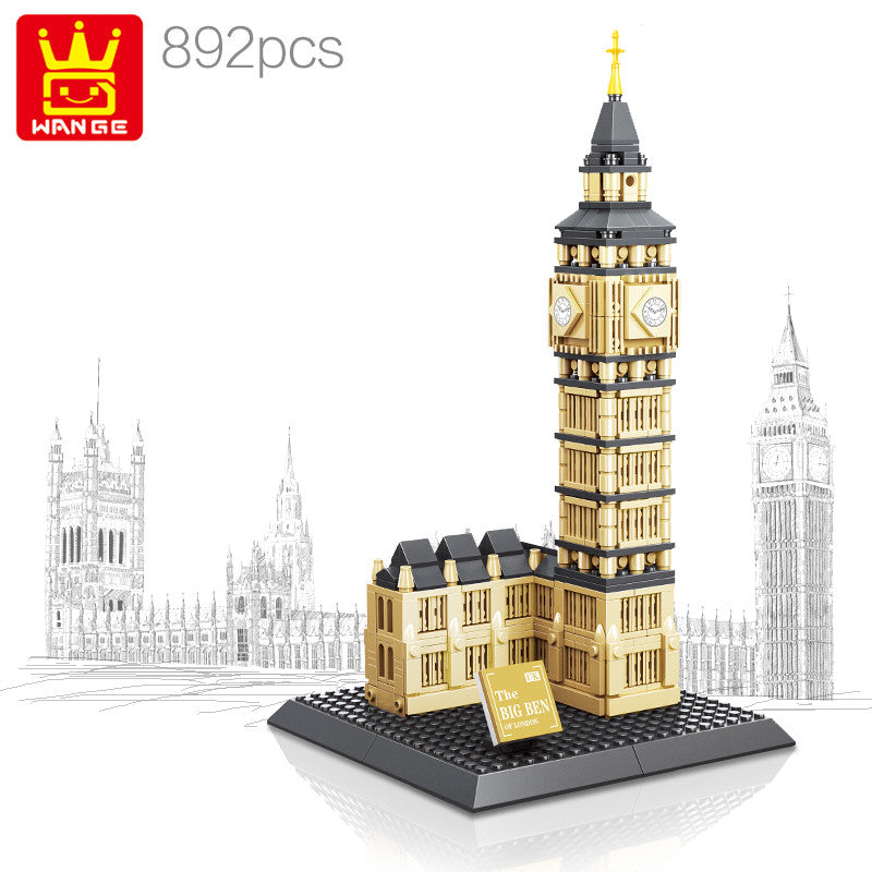 Load image into Gallery viewer, Wange Bricks: MOC Architecture Elizabeth Tower, London Uk The Big Ben Building Brick Toy Figure
