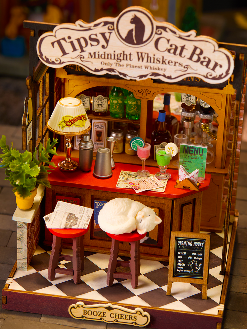 Load image into Gallery viewer, Robotime Rolife - Tipsy Cat Bar DIY Miniature House
