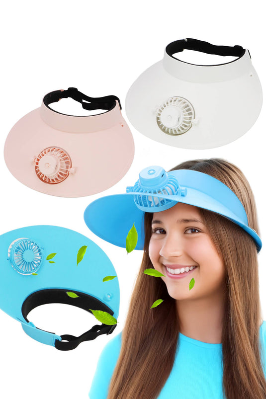 Cap Zone - Women's Matte Pastel Sun Visor 1pc Electric Fan