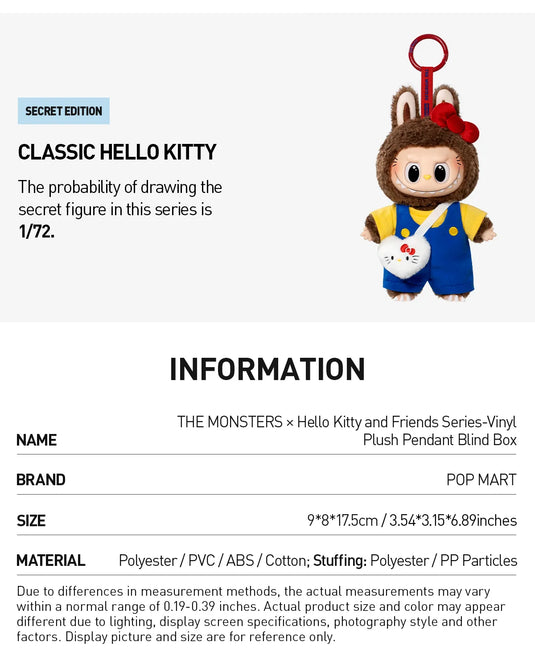 Labubu - The Monsters X Hello Kitty And Friends Series Vinyl Plush Doll Blind Box