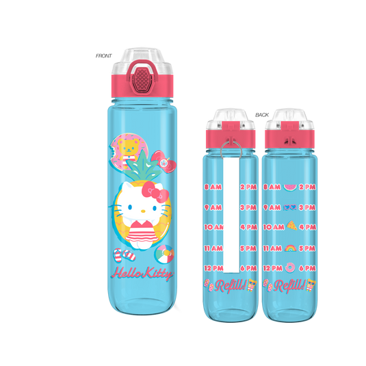 Hello Kitty Plastic 33oz Water Bottle w Locking Lid & Strap