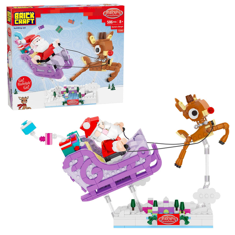 Cargue la imagen en el visor de la galería, Brickcraft Rudolph Santa's Sleigh Christmas Building Brick
