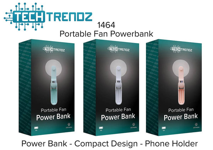 1pc Portable Fan with Power Bank