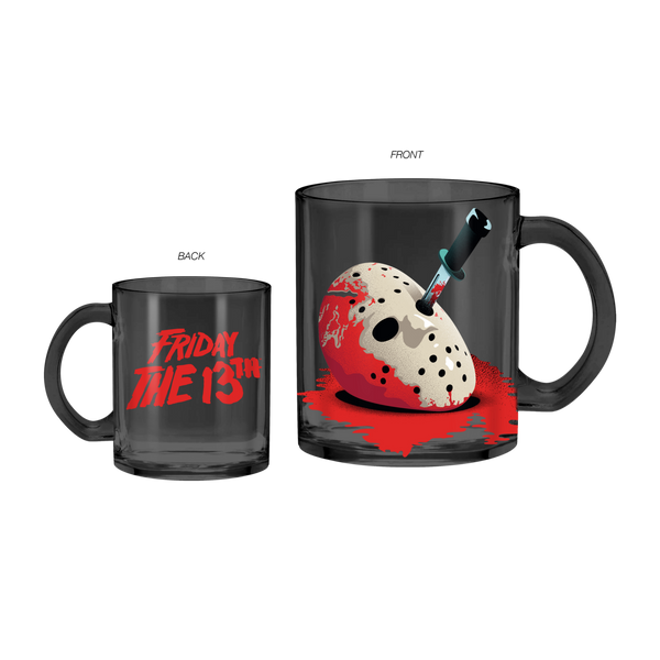 Friday the 13th Mask and Logo 17.5oz Glass Coffee Mug