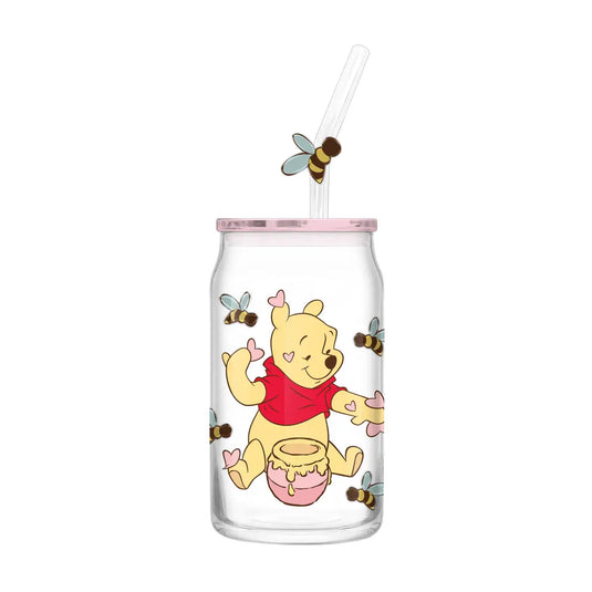 Disney Winnie The Pooh - 20oz Glass Tumbler W Lid