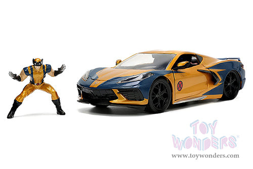 Cargue la imagen en el visor de la galería, Marvel Comics: X-Men Chevrolet® Corvette® Stingray with Wolverine Diecast Figurine 1:24 Scale Car
