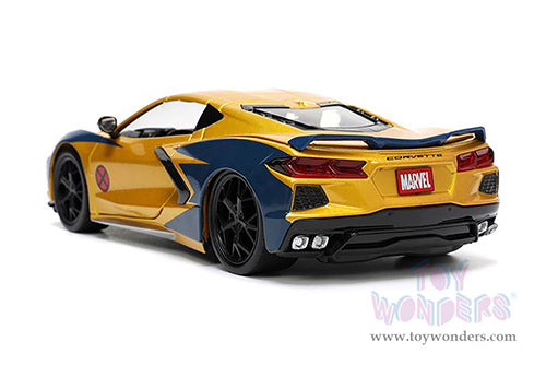 Cargue la imagen en el visor de la galería, Marvel Comics: X-Men Chevrolet® Corvette® Stingray with Wolverine Diecast Figurine 1:24 Scale Car
