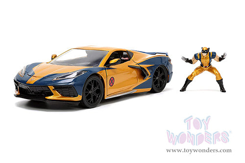 Cargue la imagen en el visor de la galería, Marvel Comics: X-Men Chevrolet® Corvette® Stingray with Wolverine Diecast Figurine 1:24 Scale Car
