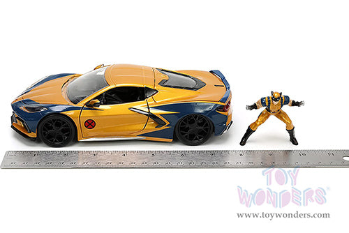 Cargue la imagen en el visor de la galería, Marvel Comics: X-Men Chevrolet® Corvette® Stingray with Wolverine Diecast Figurine 1:24 Scale Car
