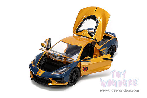 Cargue la imagen en el visor de la galería, Marvel Comics: X-Men Chevrolet® Corvette® Stingray with Wolverine Diecast Figurine 1:24 Scale Car
