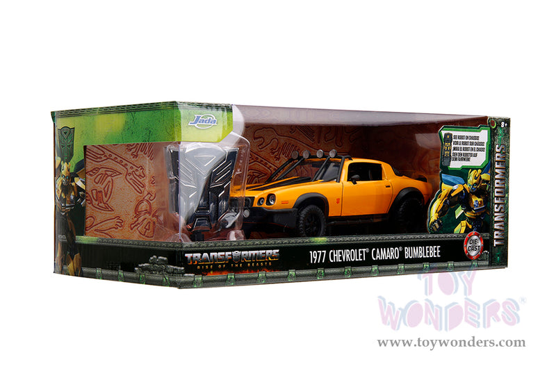Load image into Gallery viewer, Toy Wonders Hollywood Rides Transformers 7 - 1977 Chevrolet® Camaro® Bumblebee with Transformers Diecast Statue 1/24 Die Cast Vehicle
