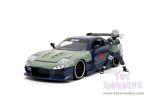 Load image into Gallery viewer, Hollywood Rides: Naruto Mazda RX-7 with Kakashi Hatake Dark Blue/Green Diecast Jada Toys Figure
