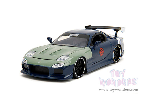 Load image into Gallery viewer, Hollywood Rides: Naruto Mazda RX-7 with Kakashi Hatake Dark Blue/Green Diecast Jada Toys Figure
