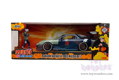 Hollywood Rides: Naruto Mazda RX-7 with Kakashi Hatake Dark Blue/Green Diecast Jada Toys Figure