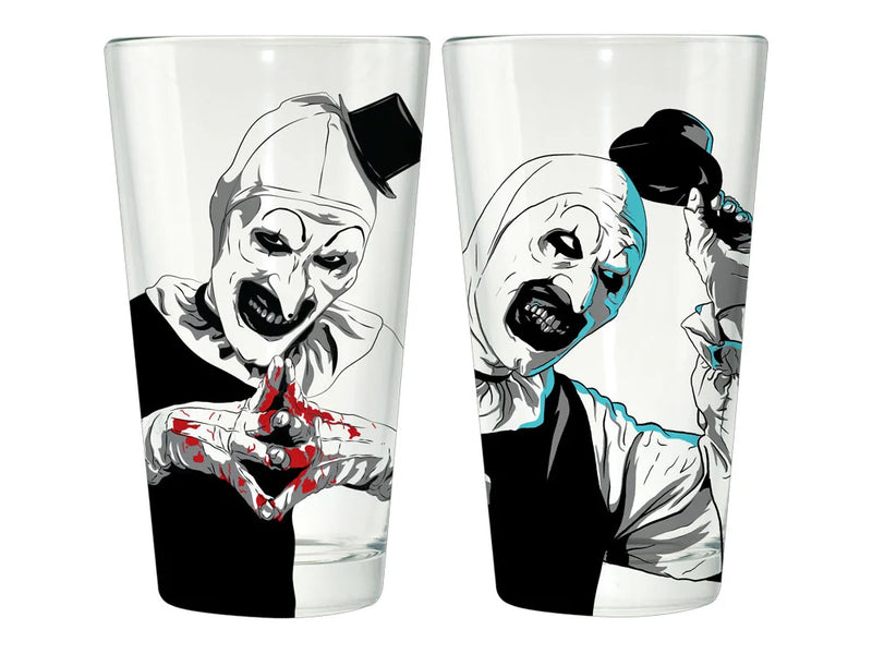 Cargue la imagen en el visor de la galería, Surreal Entertainment Terrifier Art the Clown - Terrifier 16oz 2 Pack Pint Glasses
